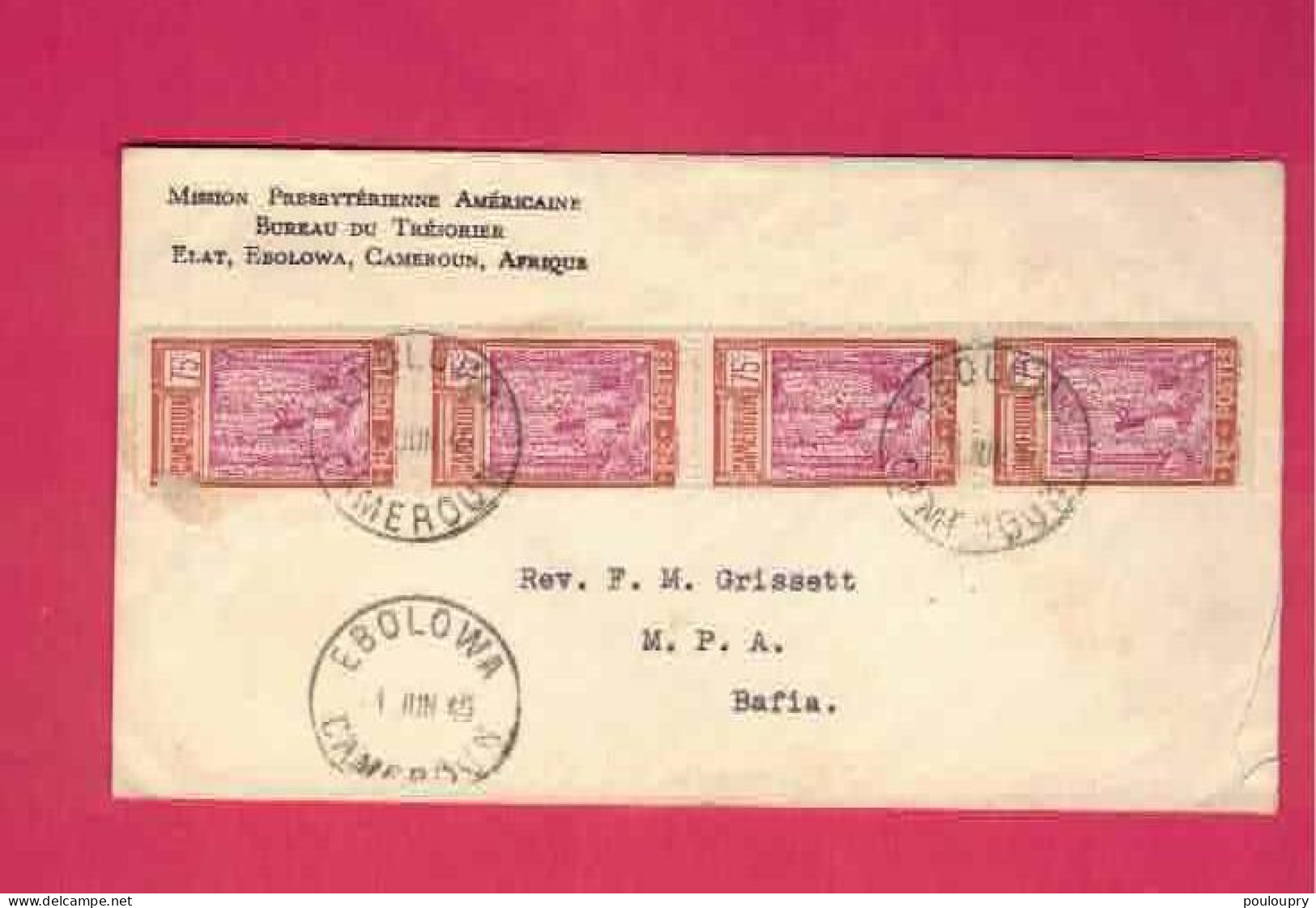 Lettre De 1945 Pour Le Cameroun - YT N° 140 En Bande De 4 - Covers & Documents