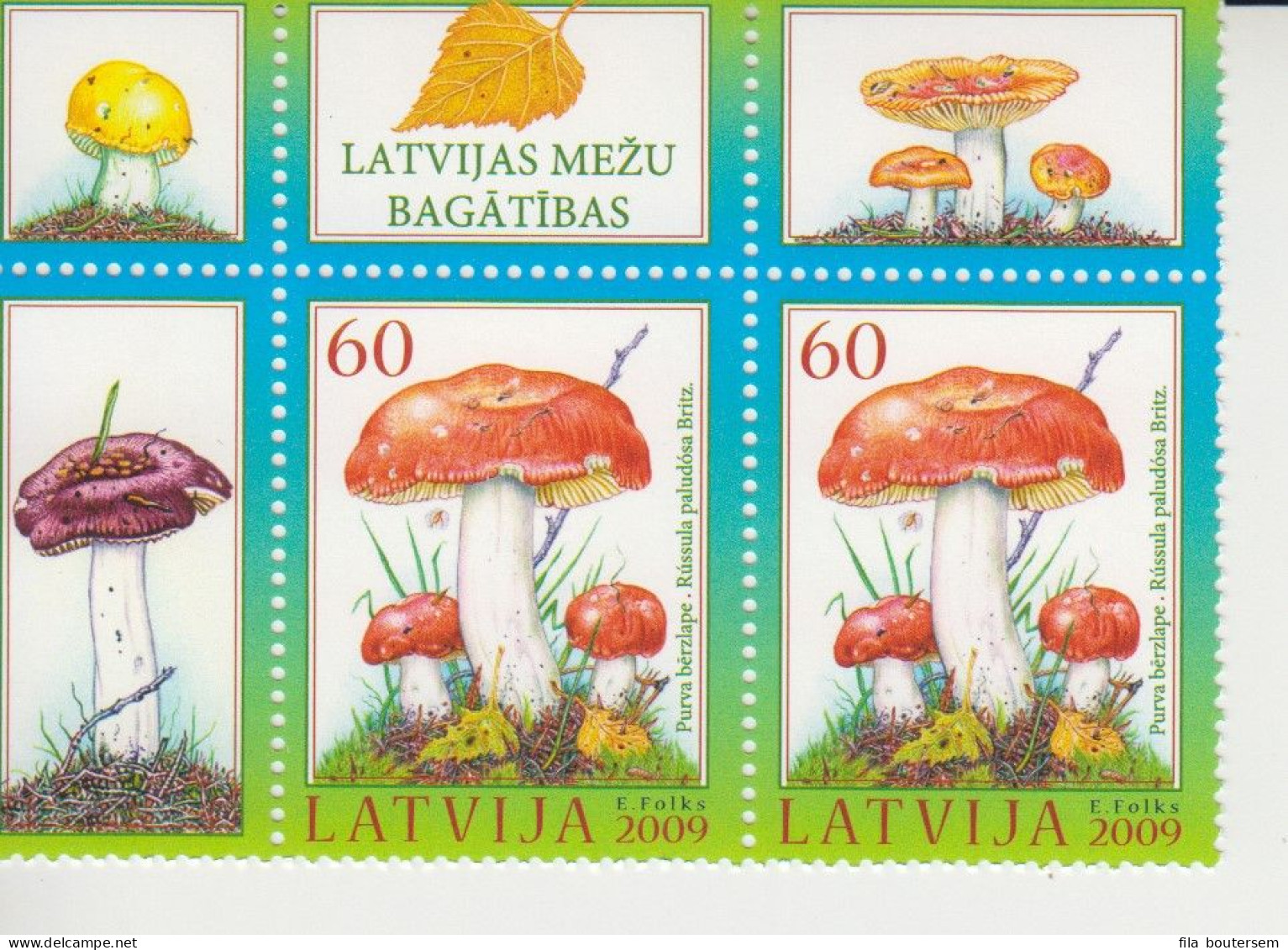 12-09-2009  Letland - LATVIA MUSHROOMS BOOKLET + Corner Bloc - Funghi