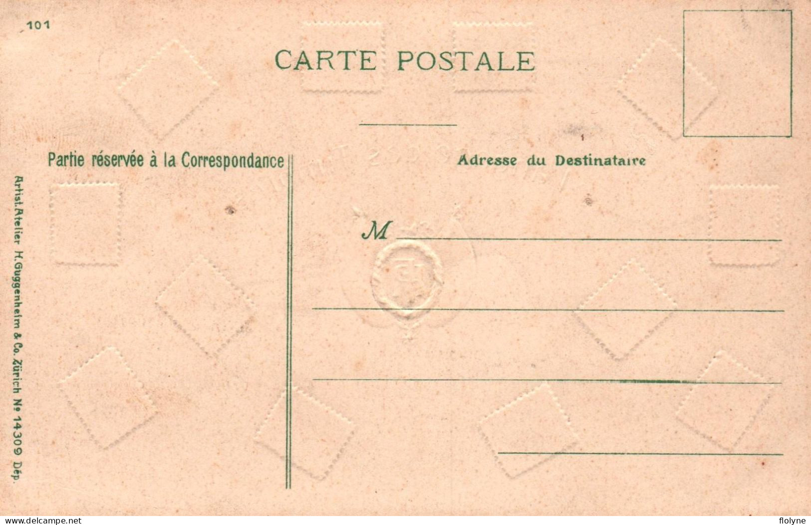 Le Langage Des Timbres - Cpa Gaufrée Embossed - Stamps - Timbres (représentations)