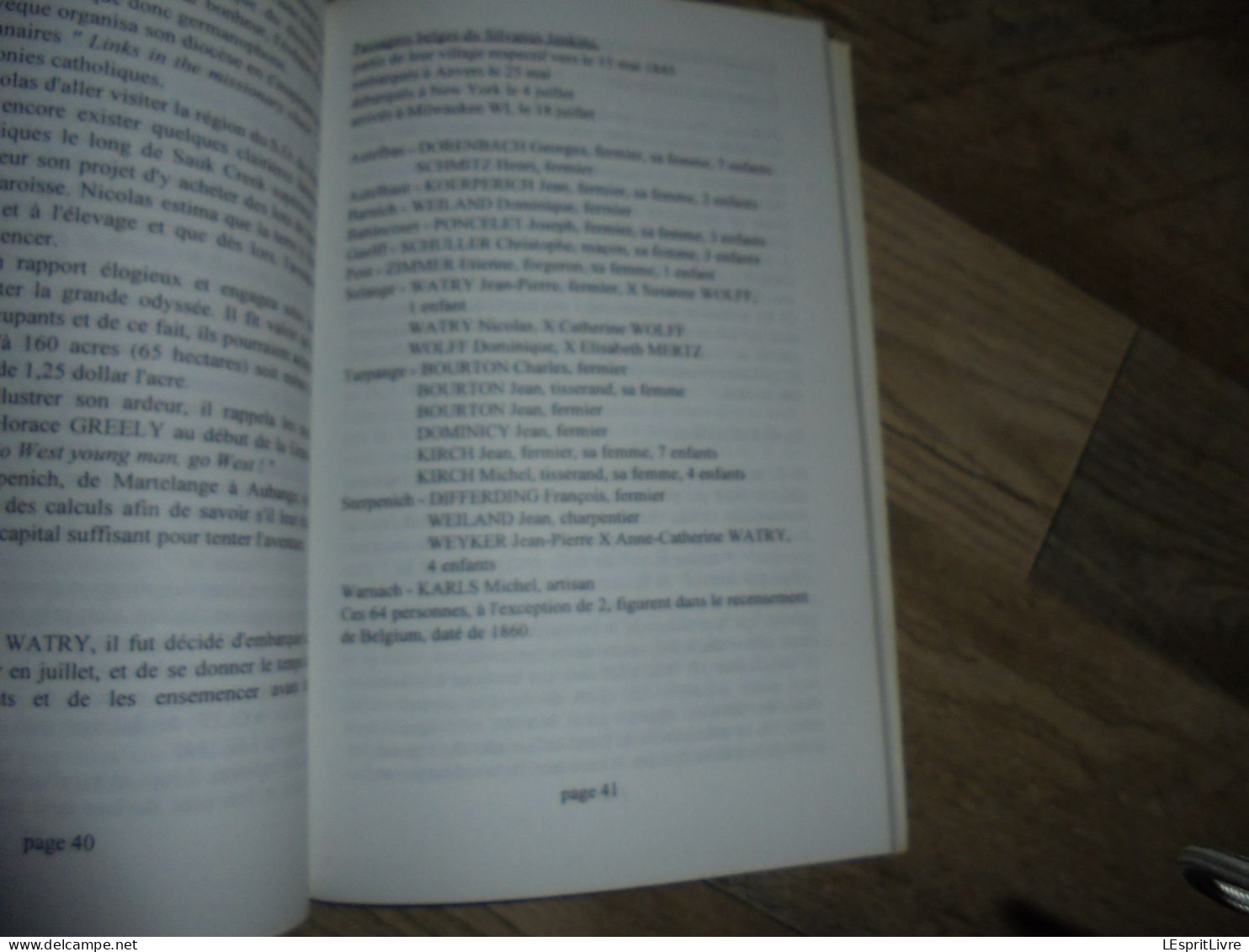 ARLONAIS FONDATEURS DE BELGIUM WISCONSIN Régionalisme Arlon Bonnert Guirsch Hachy Ardenne Emigration Amérique Usa