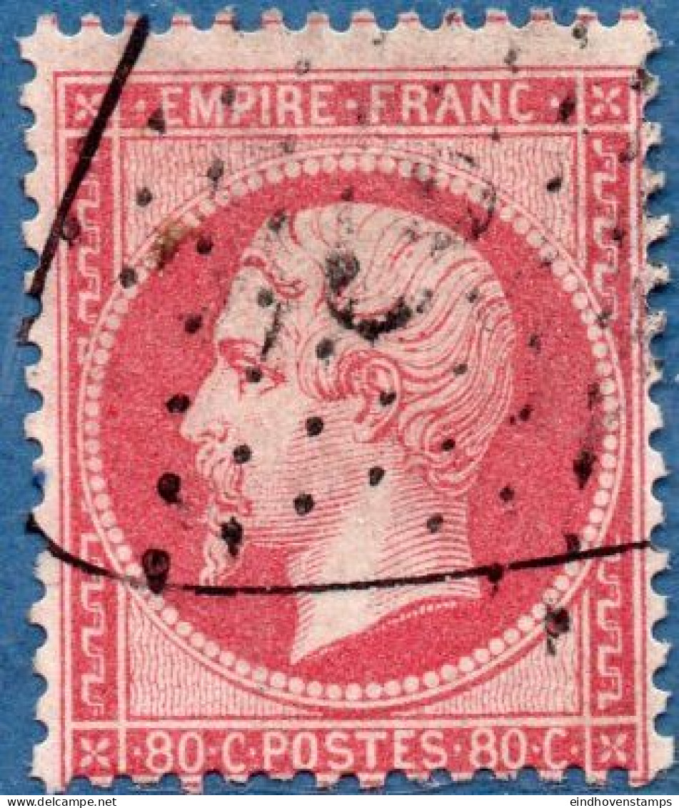 France 1862, 80 C Cancelled Star 3, Place De La Madeleine - 1862 Napoléon III