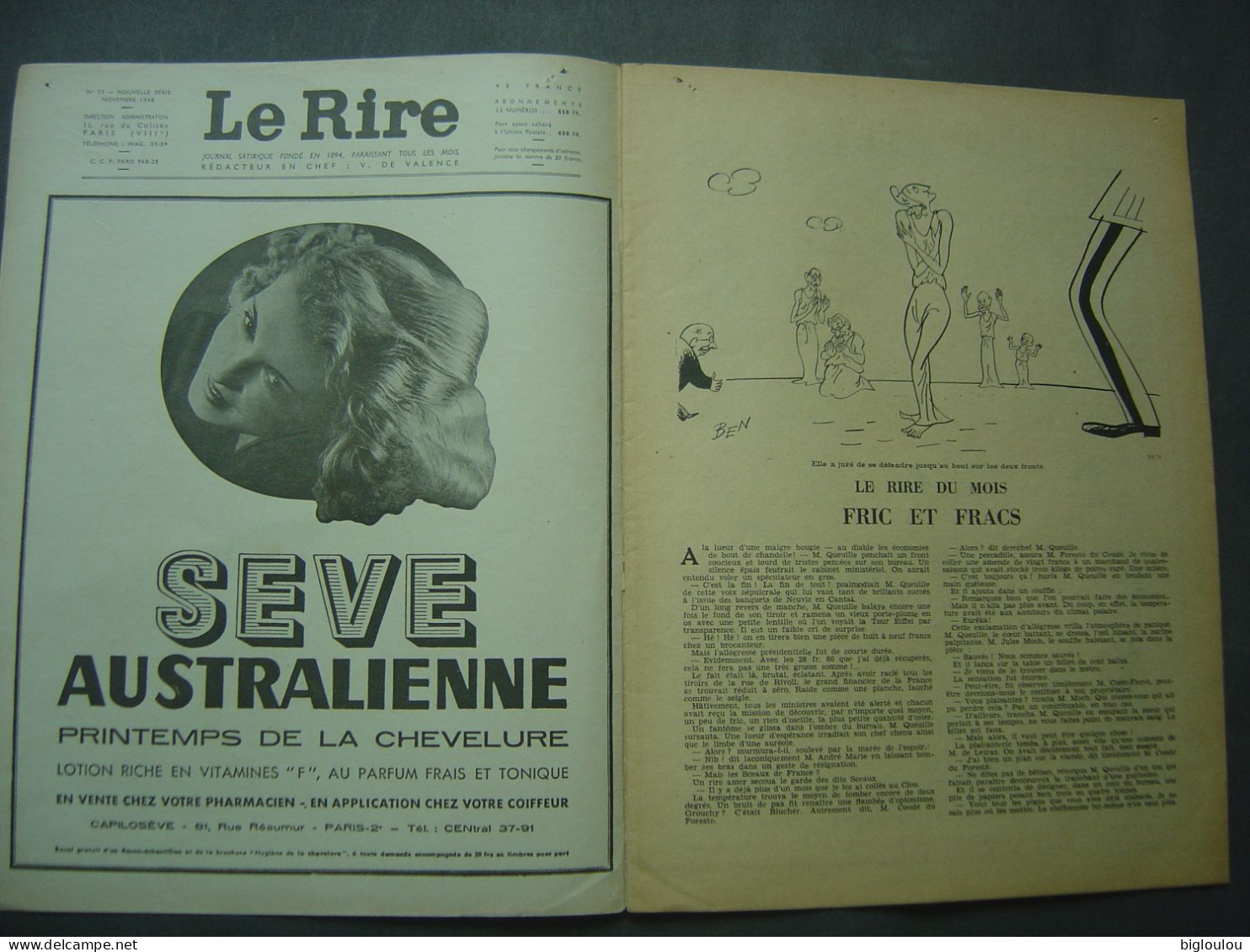 Revue LE RIRE - Nr 35 - Septembre 1948 - Humour - Illustrations -