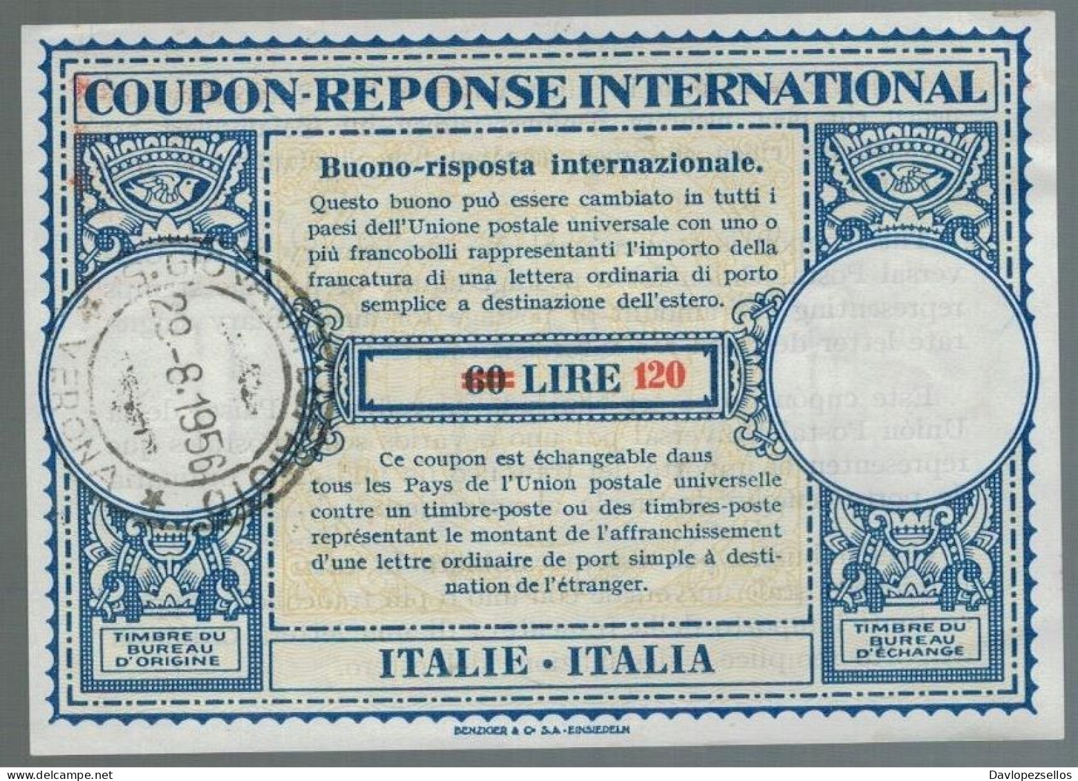 COUPON REPONSE ITALIE 1956 - Non Classés