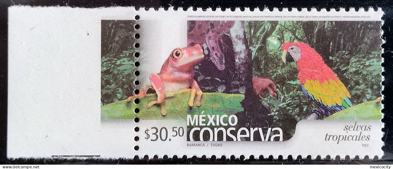 MEXICO $30.50 TROP. JUNGLES 2005 Beater Series Ltd. Issue, Border Single Mint NH Unmounted - Mexique