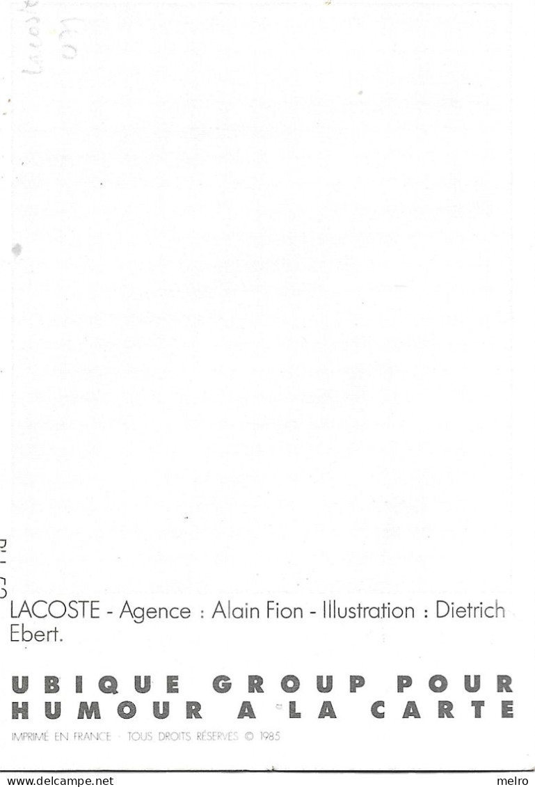 CPSM - LA CHEMISE LACOSTE,Tennis , Crocodile, Illustration Dietrich Ebert, 1986 - Tennis