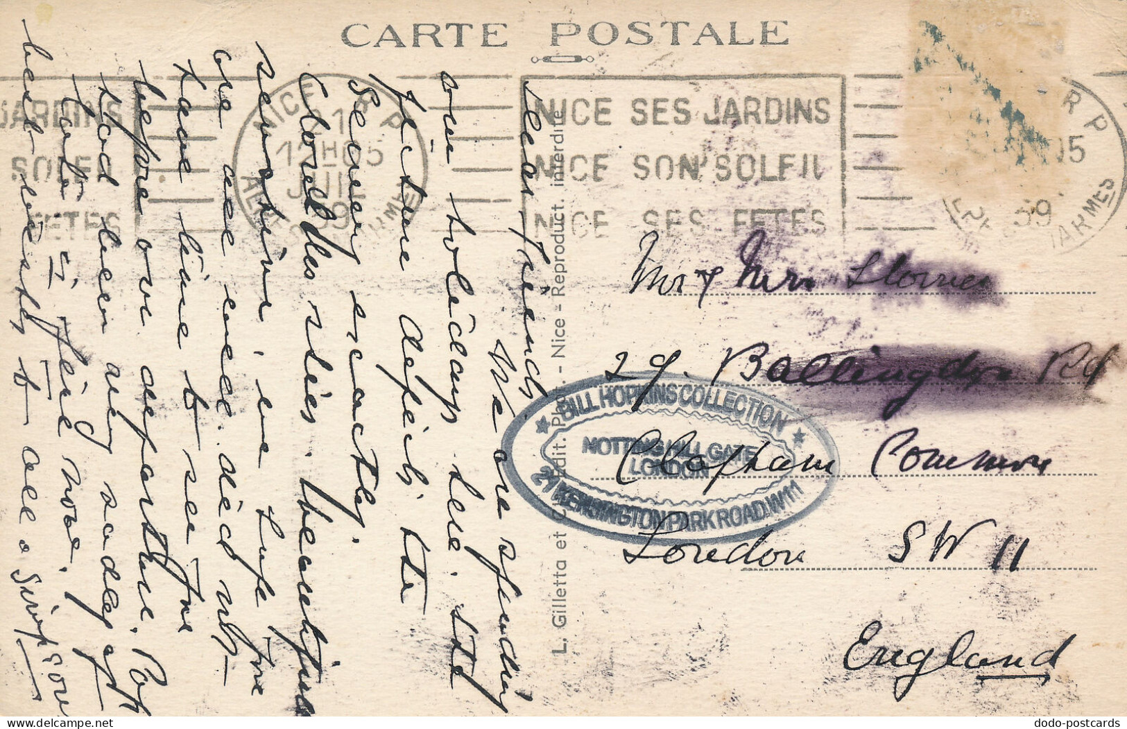 PC42832 Nice. Entree Du Port. Mont Boron. L. Gilletta. 1939. B. Hopkins - World