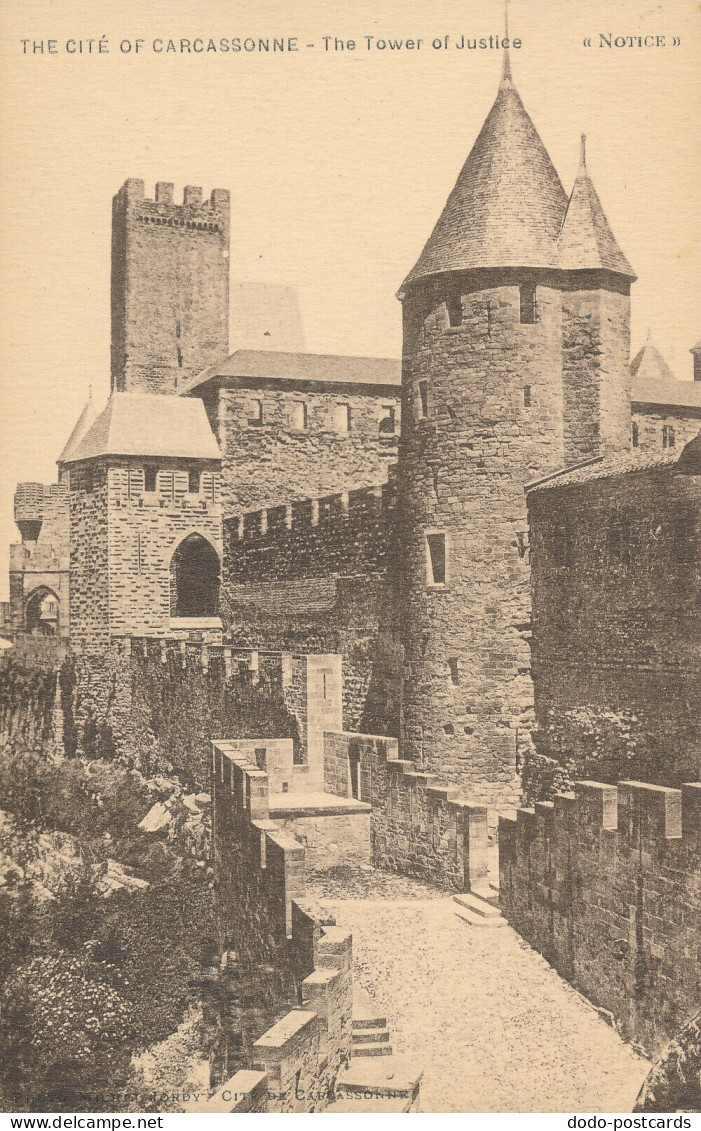 PC42981 The Cite Of Carcassonne. The Tower Of Justice. Michel Jordy. Notice. B. - World