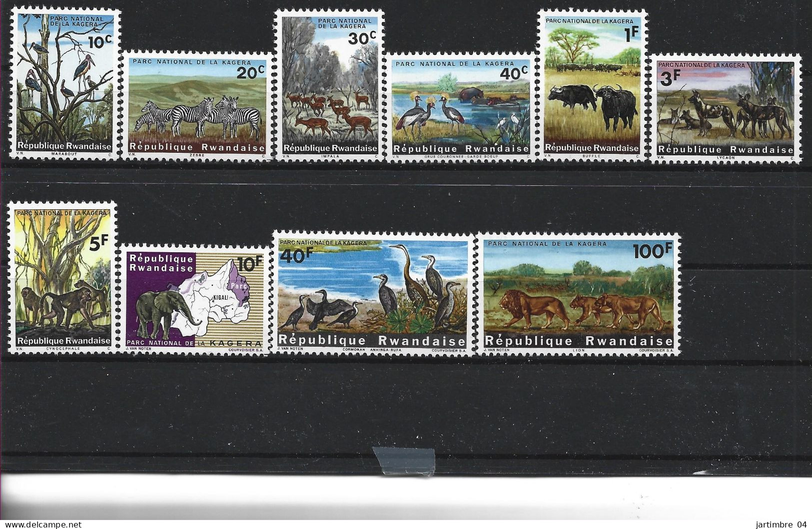 1965 RWANDA 98-107 ** Parc De La Kagera, Oiseaux, Animaux, éléphant, Singes - Ongebruikt