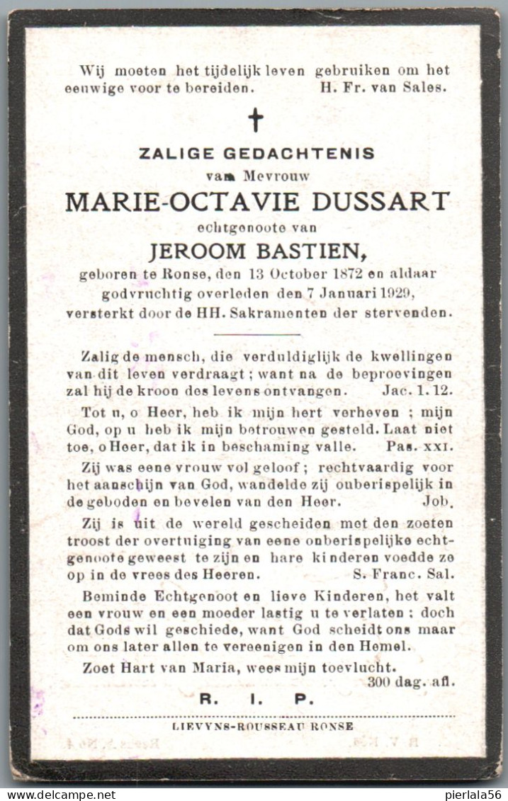 Bidprentje Ronse - Dussart Marie Octavie (1872-1929) - Images Religieuses