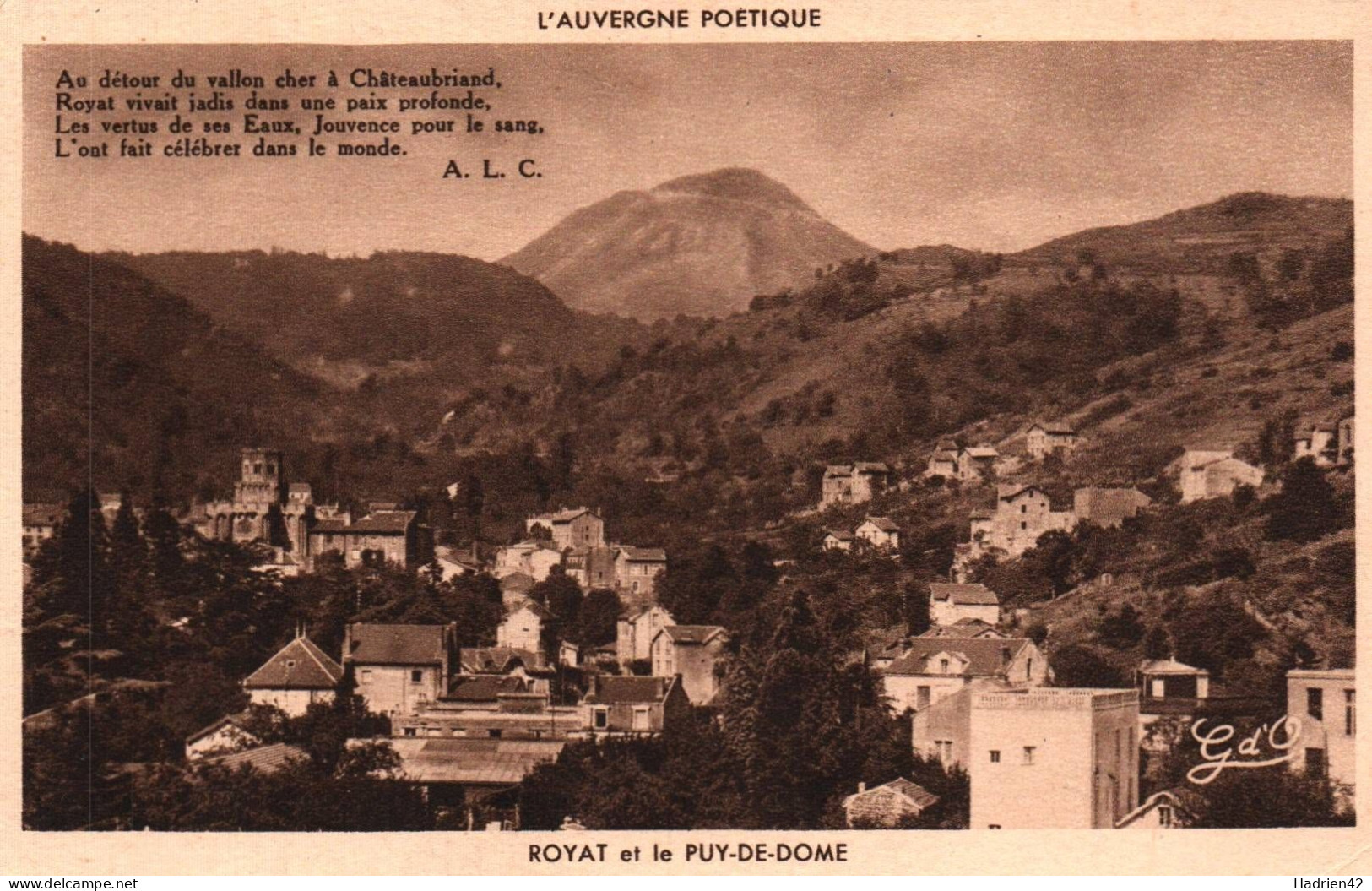 RECTO/VERSO - CPA - ROYAT ET PUY DE DOME - VUE AERIENNE - AUVERGNE POETIQUE - Royat