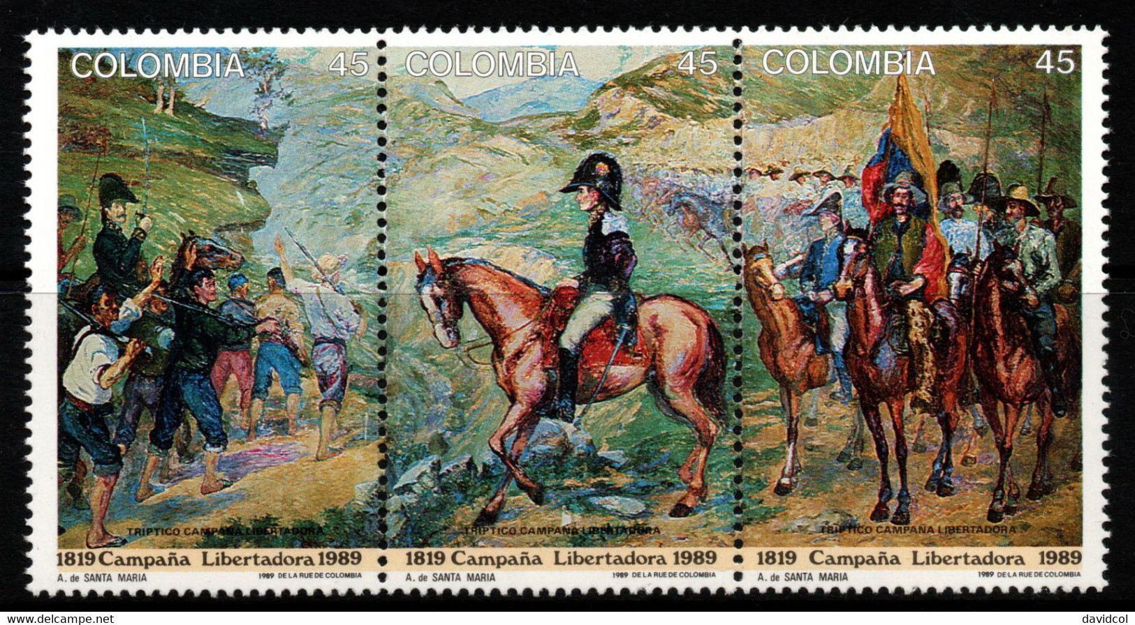 16A- KOLUMBIEN - 1989 - MI#:1766-1768 - MNH- 170 YEARS OF THE LIBERATION CAMPAIGN - Kolumbien