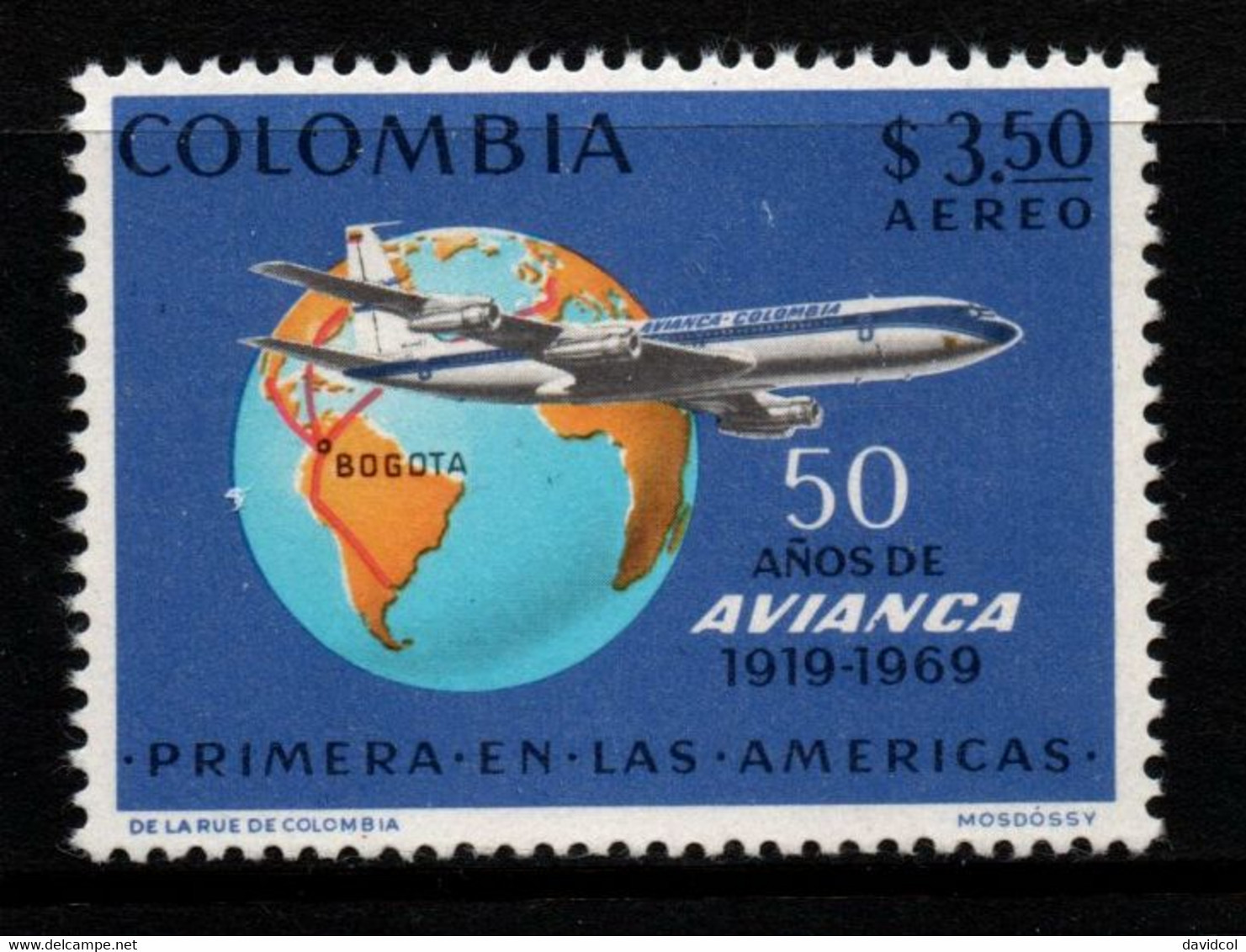 04D- KOLUMBIEN – 1969- MI#:1157- MNH- JET - 50 YEARS OF THE FIRST POSTAL FLIGHT – PLANES / AVIATION - Colombia