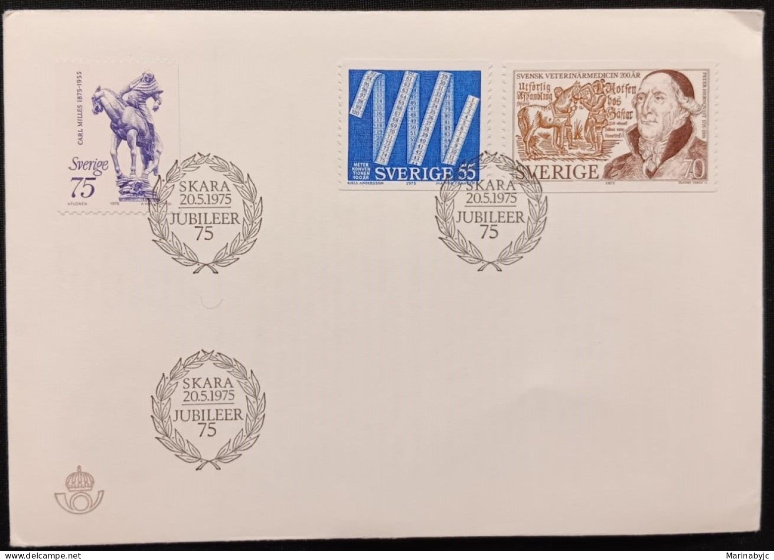 DM)1975, SWEDEN, FIRST DAY COVER, ISSUE STAMPS, EVENTURES, 100 YEARS OF THE BIRTH OF THE SCULPTOR CARL MILLES, 1875-1955 - Autres & Non Classés