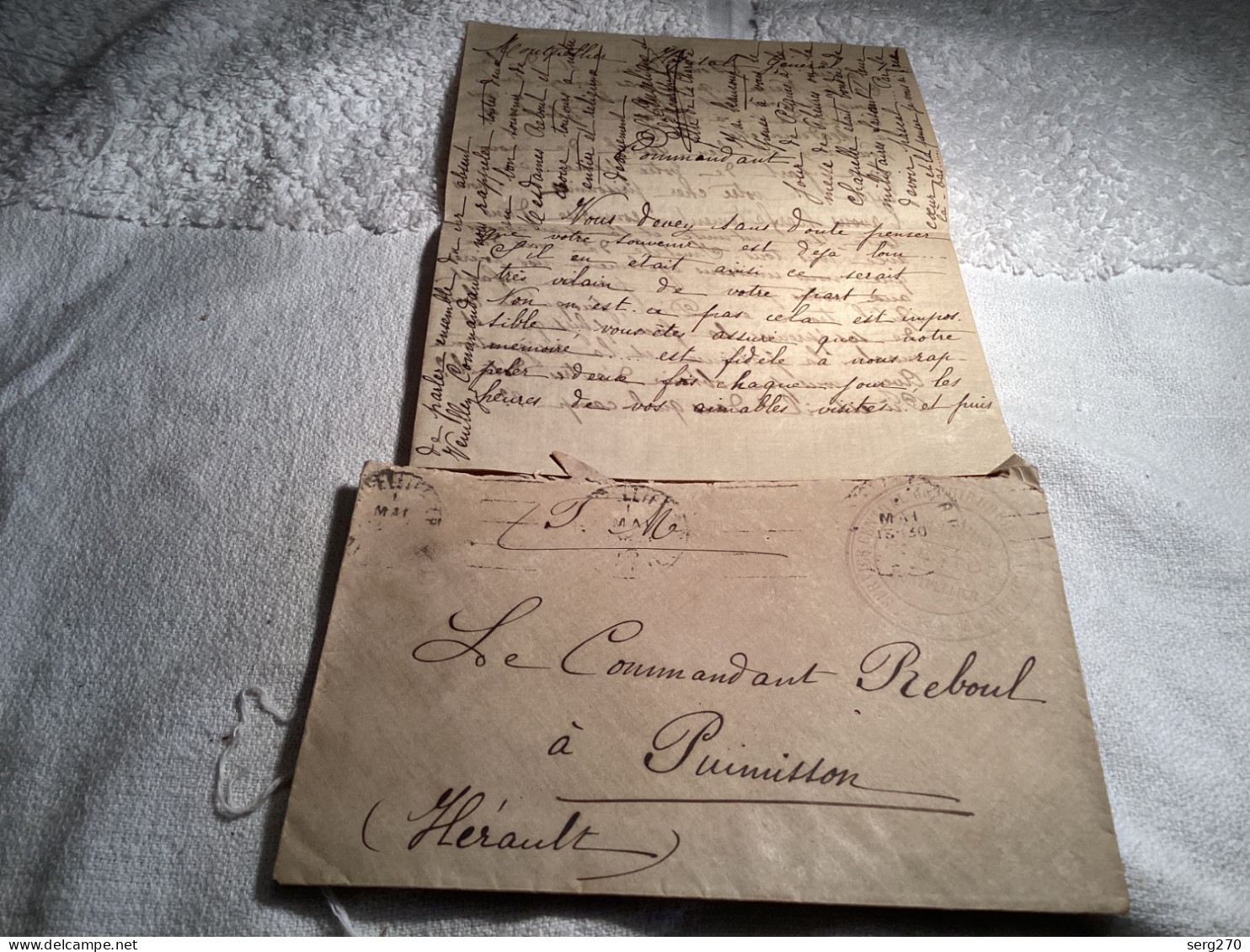 Lettre Manuscrite, Commandant Reboul 155 Régiment D’infanterie Puimisson  Montpellier, Hôpital Général, 19 Cents 15 - Manuscripts