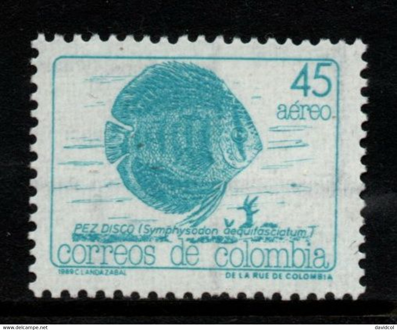 12- KOLUMBIEN - 1989 - MI#:1751 - MNH- DISK FISH (SYMPHYSODON AEQUIFASCIATUM) - Colombie