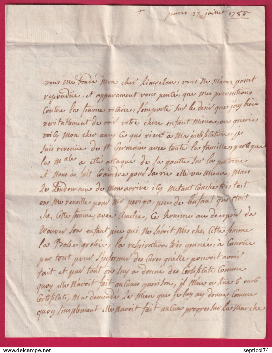 DEBOURSE MANUSCRIT DE MONTAUBAN DE BRETAGNE ILLE ET VILAINE 1785 LENAIN N°3 INDICE 21 DEPART PARIS LETTRE - 1701-1800: Vorläufer XVIII