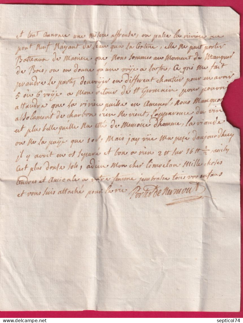 DEBOURSE MANUSCRIT DE MONTAUBAN DE BRETAGNE ILLE ET VILAINE 1785 LENAIN N°3 INDICE 21 DEPART PARIS LETTRE - 1701-1800: Vorläufer XVIII