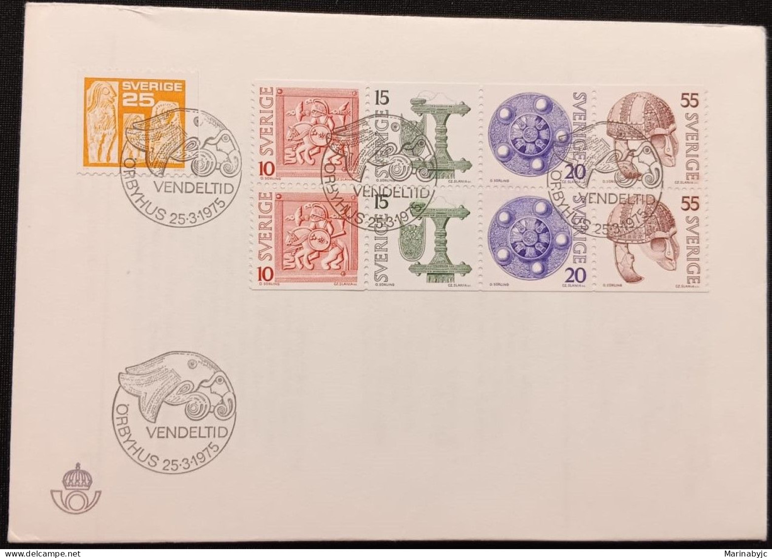 DM)1975, SWEDEN, FIRST DAY COVER, ISSUANCE STAMPS, ARCHAEOLOGICAL FINDS IN VENDEL DURING THE 1880S, OBJECTS FROM THE YEA - Sonstige & Ohne Zuordnung