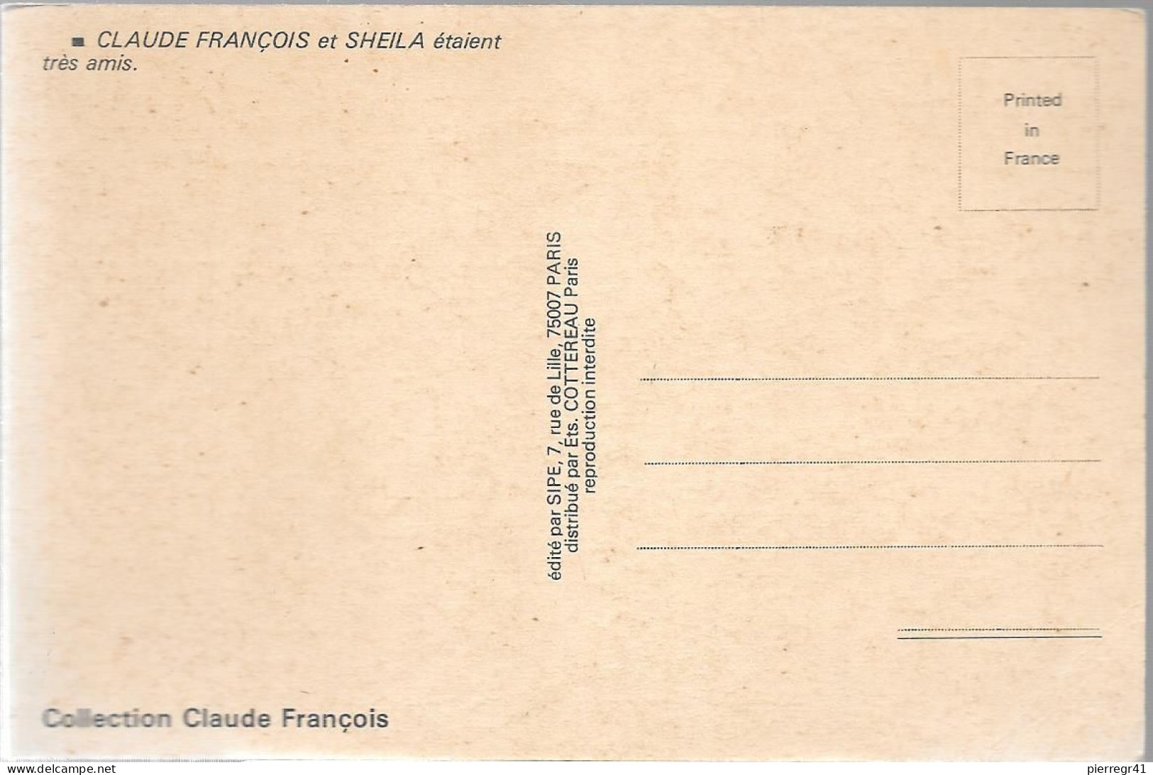 CPA-1960/195-SHEILA Et CLAUDE FRANCOIS Tres Amis-R°Mat-Edit Sipe-TBE/RARE - Entertainers