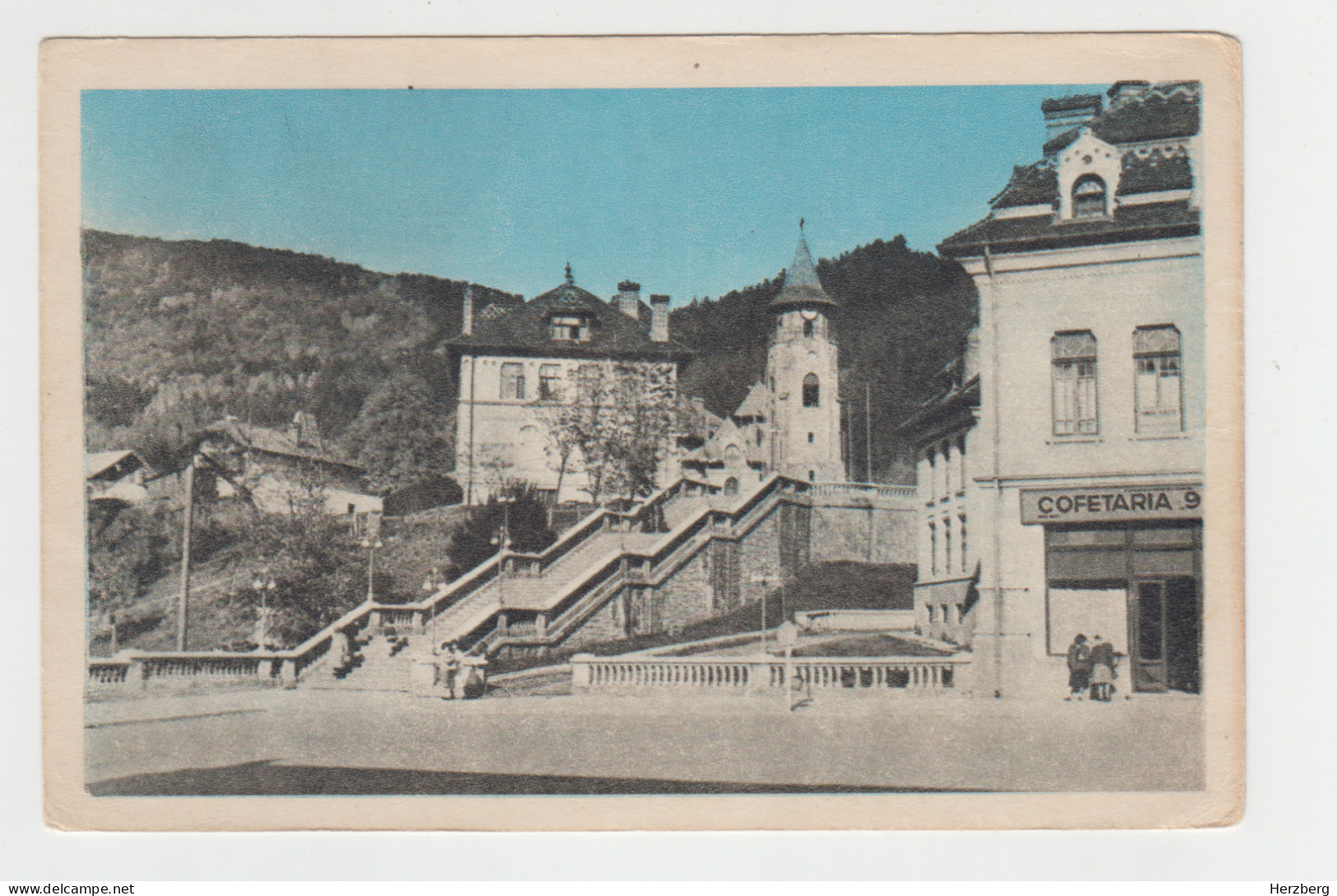 Romania Rumanien Roumanie 1958 Used Postal Stationery Piatra Neamt Cake Shop Clock Tower Tour De L'horloge Glockenturm - Entiers Postaux