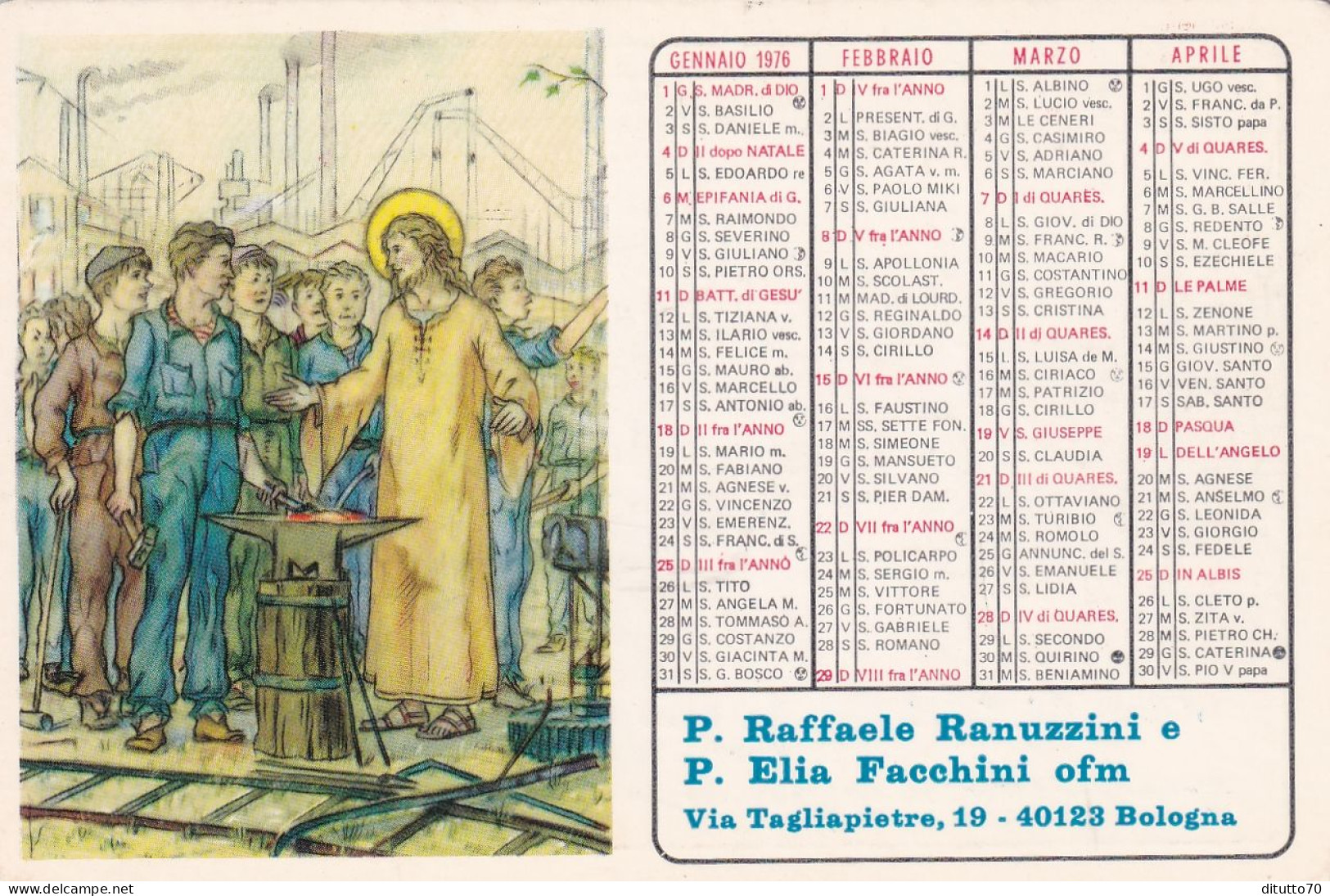 Calendarietto - P.raffaele Ranuzzini E P.elia Facchini Ofm - Bologna - Anno 1976 - Small : 1971-80