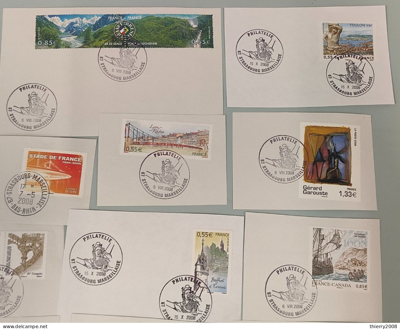 Lot De Timbres De 2008 Avec Oblitération Cachet à Date Philatélique De 2008 Sur Fragment  TB - Oblitérés