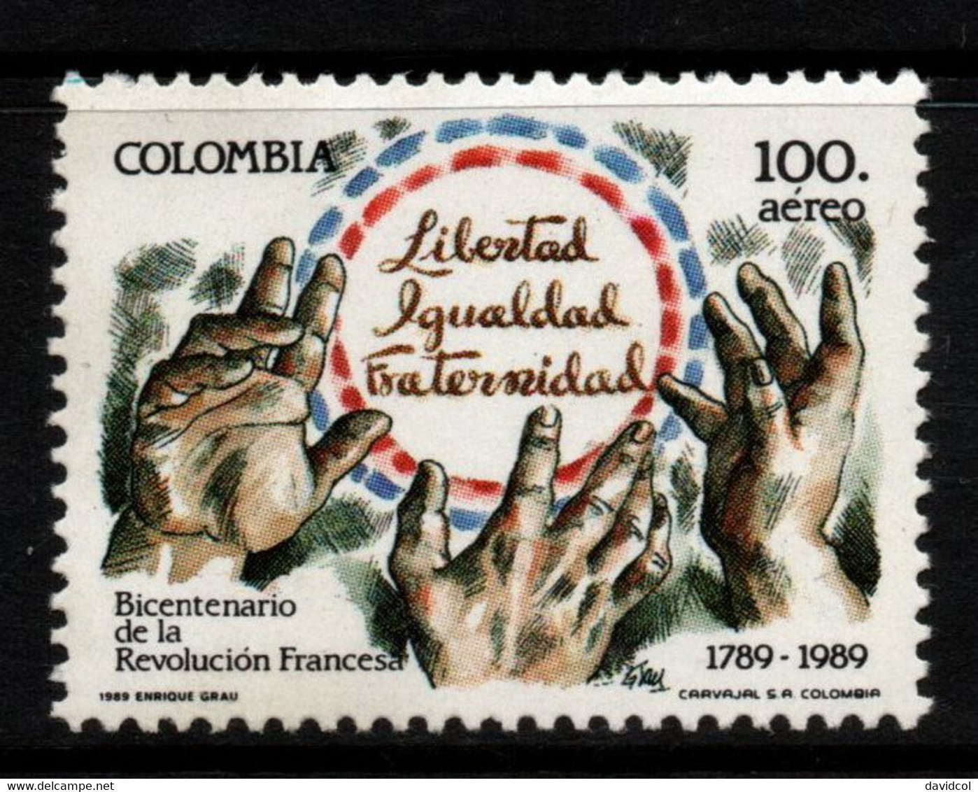 05- KOLUMBIEN - 1989 - MI#:1752 - MNH- BICENTENARY OF THE FRENCH REVOLUTION  1789-1989 - Colombie