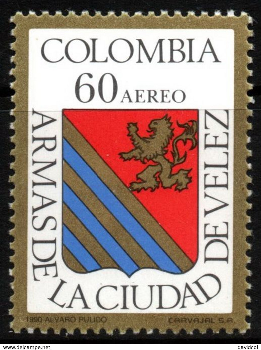14- KOLUMBIEN - 1990 - MI#:1788 - MNH- COAT OF ARMS- VELEZ CITY- HERALDIC - Colombia
