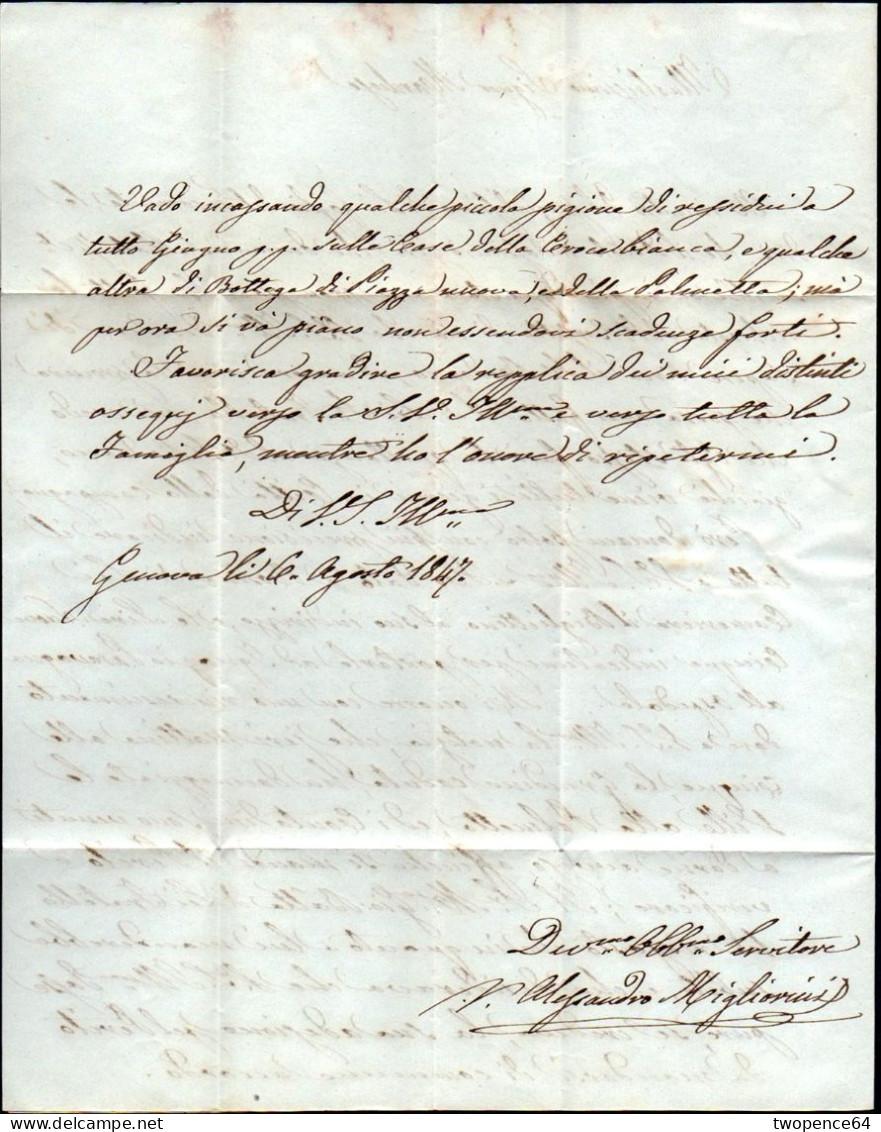 634 - LETTERA PREFILATELICA DA GENOVA A VOGHERA 1847 - 1. ...-1850 Vorphilatelie