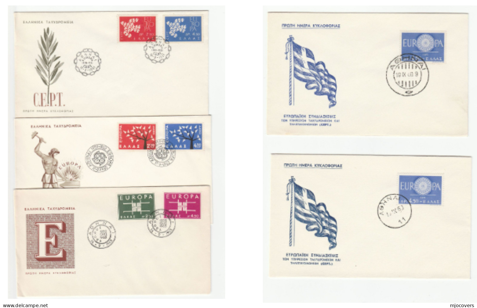 Collection 5 1960-63 Greece EUROPA FDCs (inc Diff Pmks) Cover Fdc Stamps - FDC