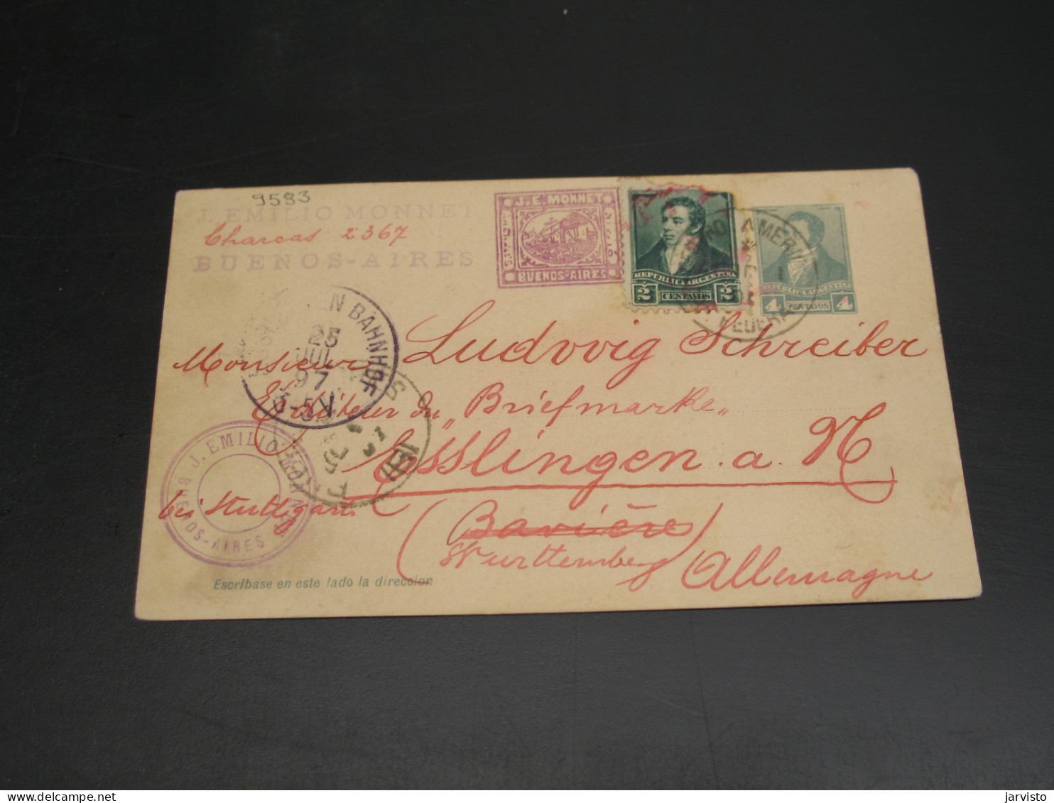 Argentina 1897 Postal Card To Germany Corner Fold *9583 - Other & Unclassified