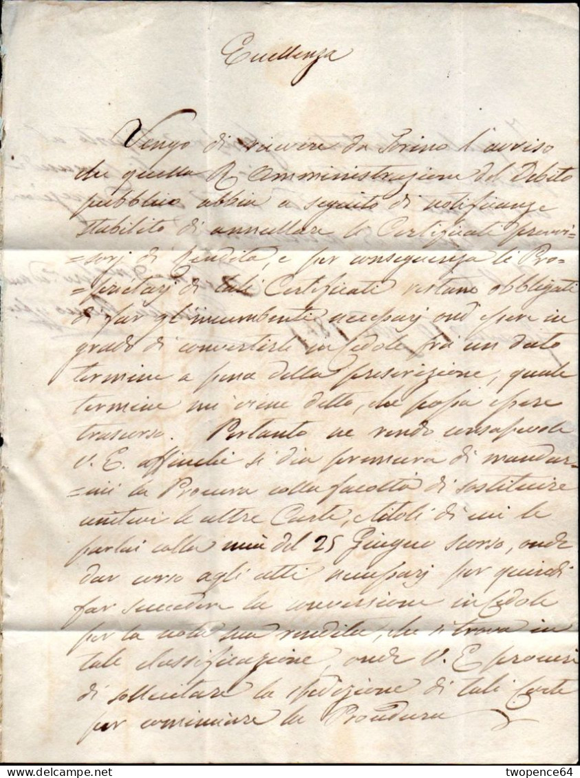 635 - LETTERA PREFILATELICA DA GENOVA A TARANTO 1847 - ...-1850 Préphilatélie