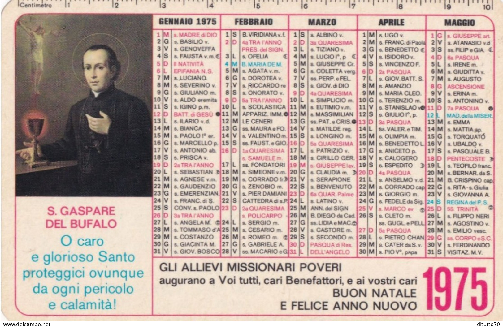 Calendarietto - Primavera Missionaria - Collegio Del Preziosissimo Sangue - S.gaspare Del Bufalo - Albano Laziale - Roma - Klein Formaat: 1971-80