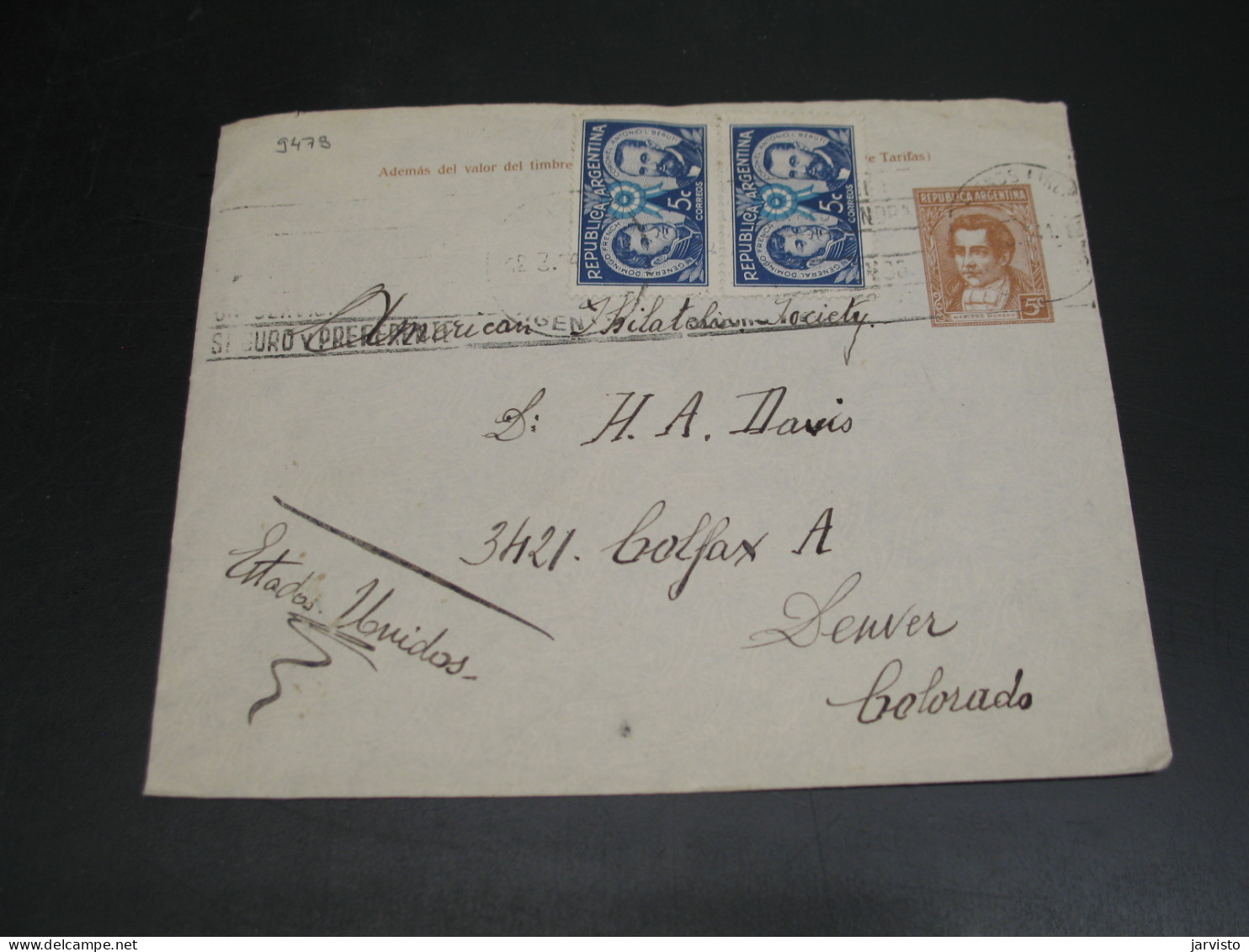 Argentina  Stationery Cover To USA *9478 - Autres & Non Classés