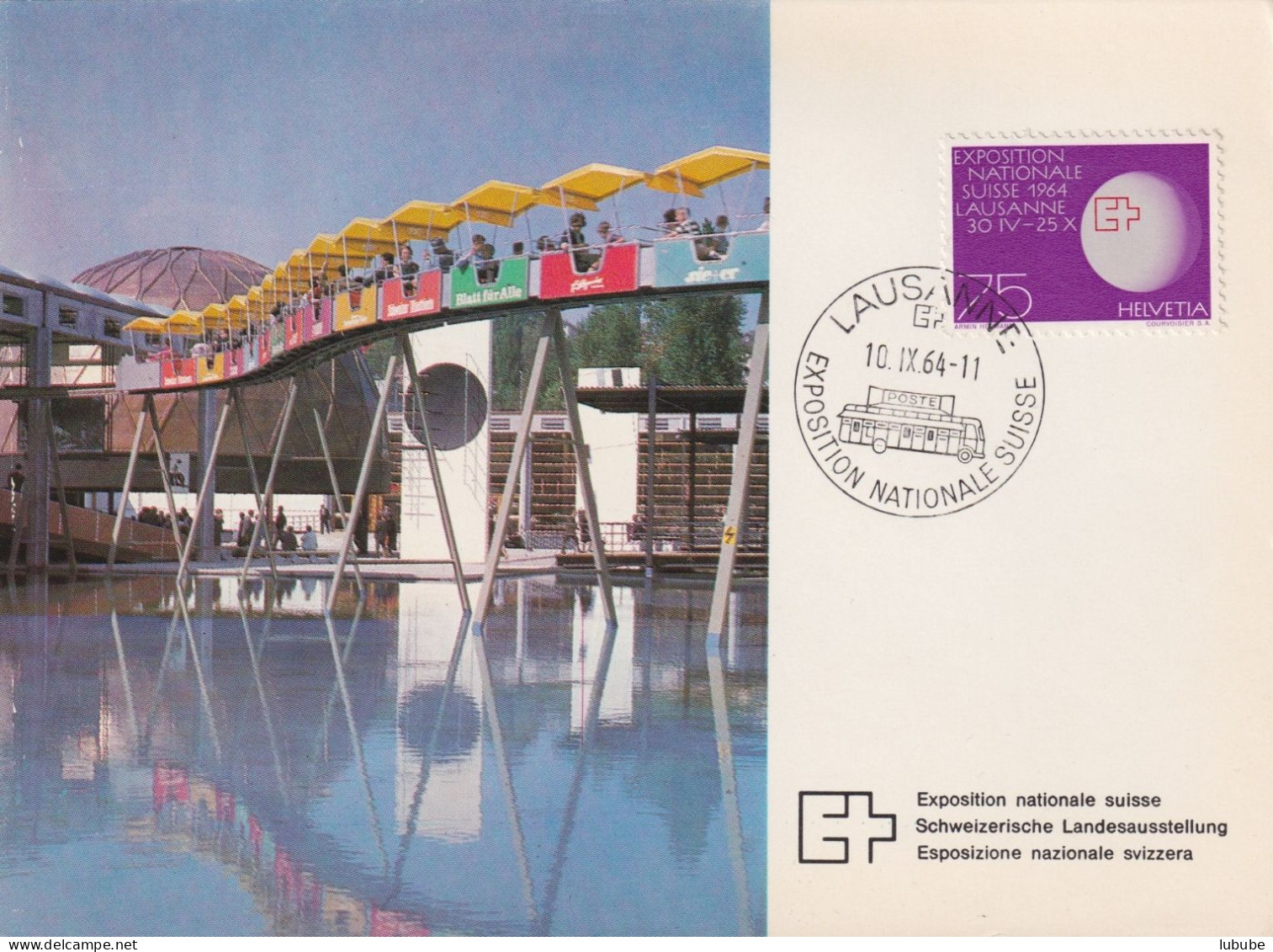 Sonderkarte  "Exposition Nationale Suisse, Lausanne - Hochbahn"         1964 - Storia Postale