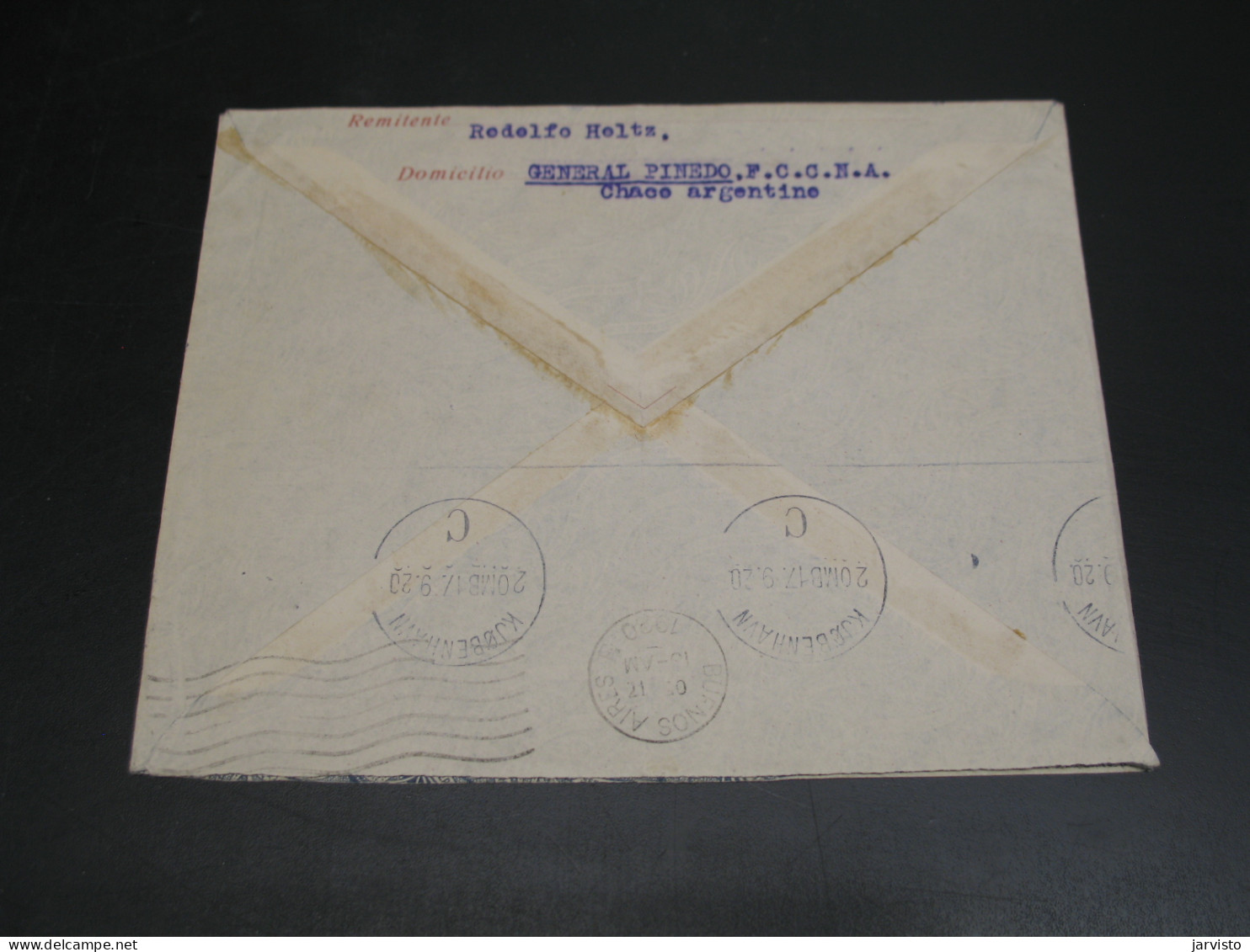 Argentina 1920 Stationery Cover To Denmark Fold *9473 - Autres & Non Classés