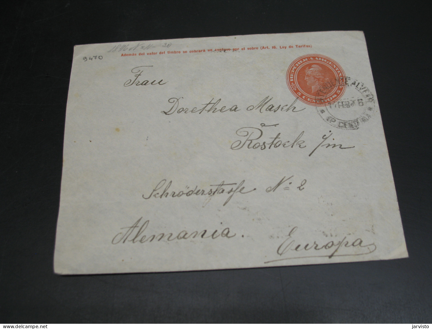 Argentina 1906 Stationery Cover To Germany Fold *9470 - Autres & Non Classés