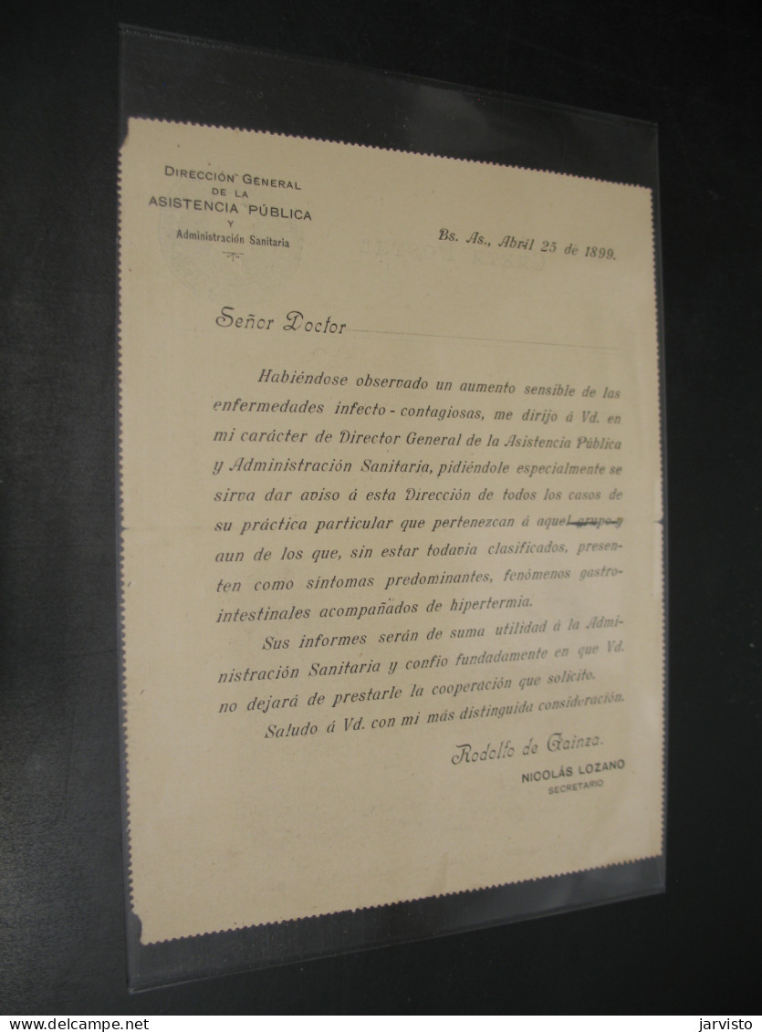 Argentina 1899 Preprinted Picture Letter Card Some Separation *9463 - Sonstige & Ohne Zuordnung