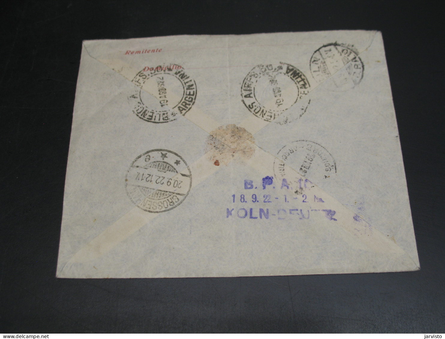 Argentina 1922 Registered Stationery Cover To Germany Fold 12c Fault *9468 - Sonstige & Ohne Zuordnung