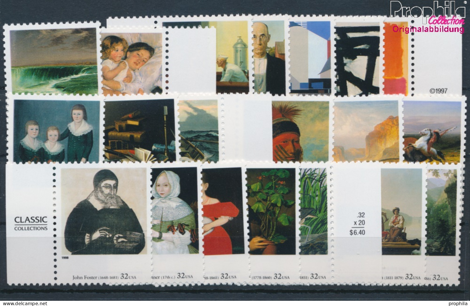 USA 3007-3026 (kompl.Ausg.) Postfrisch 1998 Bildende Kunst (10348630 - Nuevos