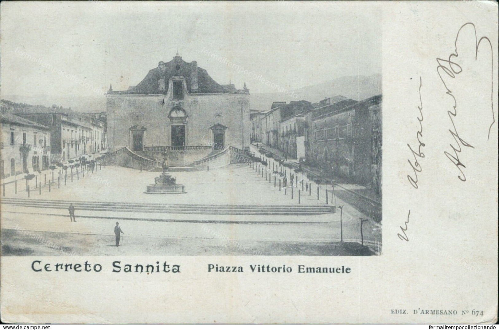 Cp36 Cartolina Cerreto Sannita Piazza Vittorio E Provincia Di Benevento Campania - Benevento
