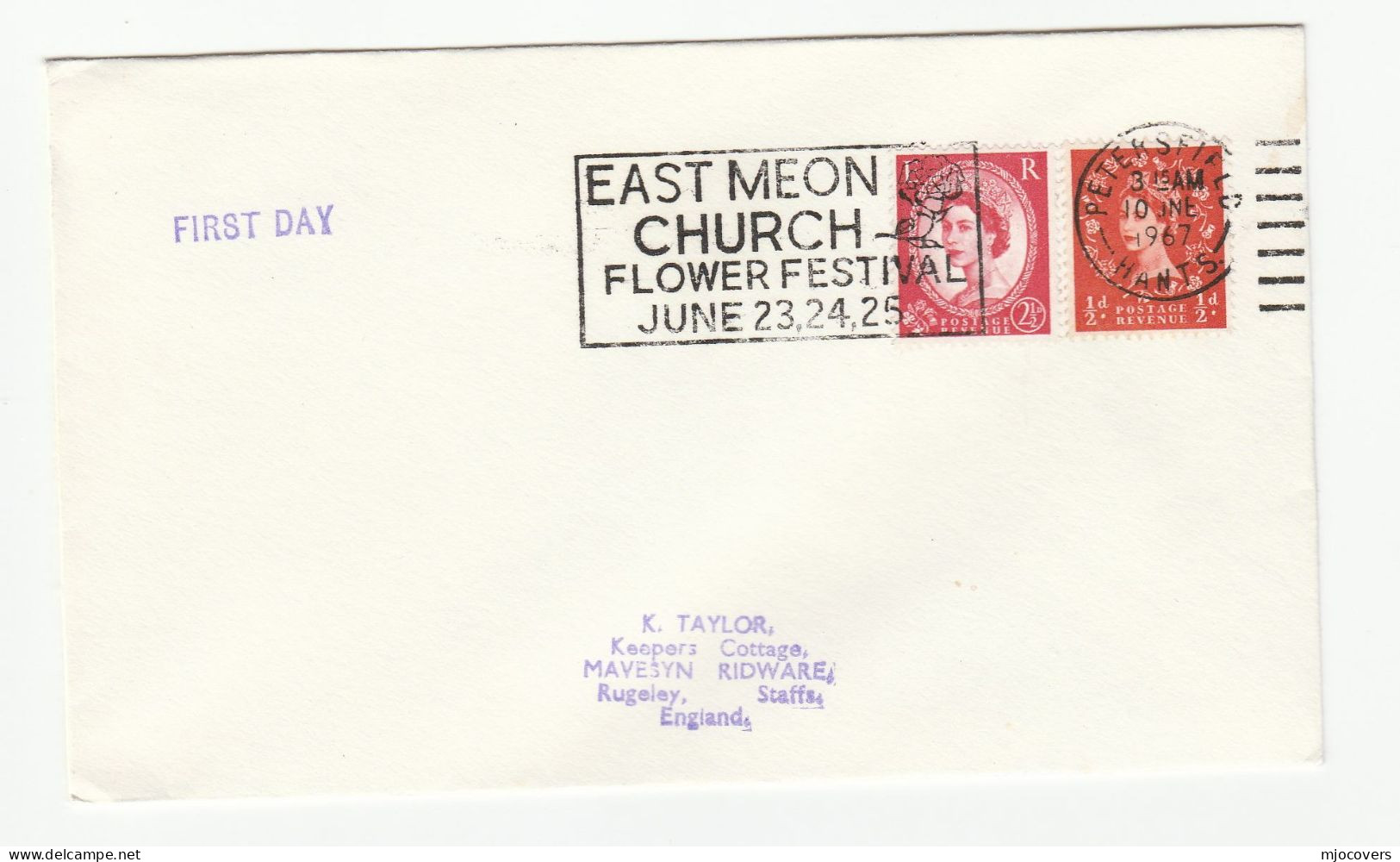 EAST MEON CHURCH Fkiwer FESTIVAL  Cover 1967 Petersfield SLOGAN Gb Stamps Religion - Covers & Documents