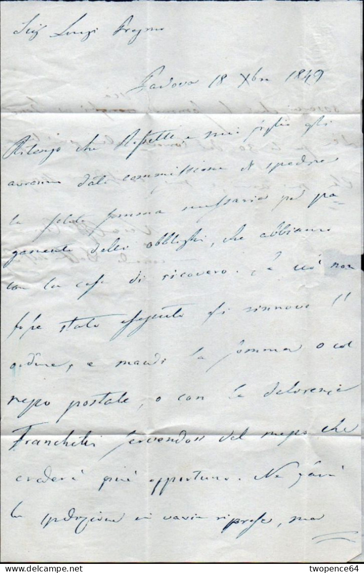 637 - LETTERA PREFILATELICA DA PADOVA A CREMA 1849 - ...-1850 Préphilatélie