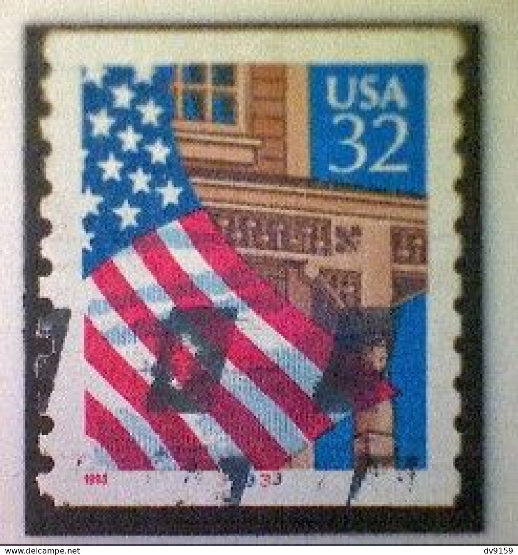 United States, Scott #2913, Used(o) Coil-color Code Stamp, 1995, Flag Over Porch , 32¢ - Gebruikt