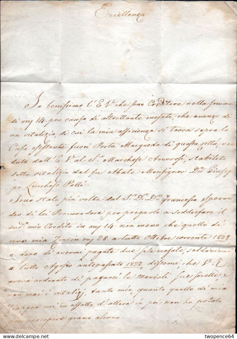 638 - LETTERA PREFILATELICA DA PALERMO A NAPOLI 1828 - ...-1850 Préphilatélie