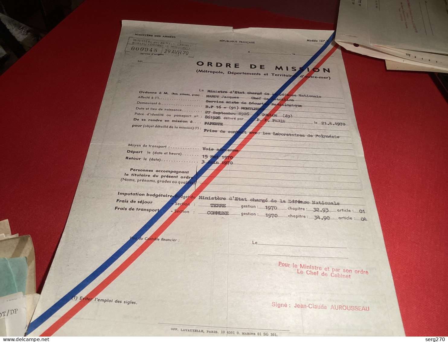 Ordre De Mission Métropole, Département Et Territoire D’outre-mer, Papette Toulon 91 Montlhery Sécurité, Radiologique, P - Documenten
