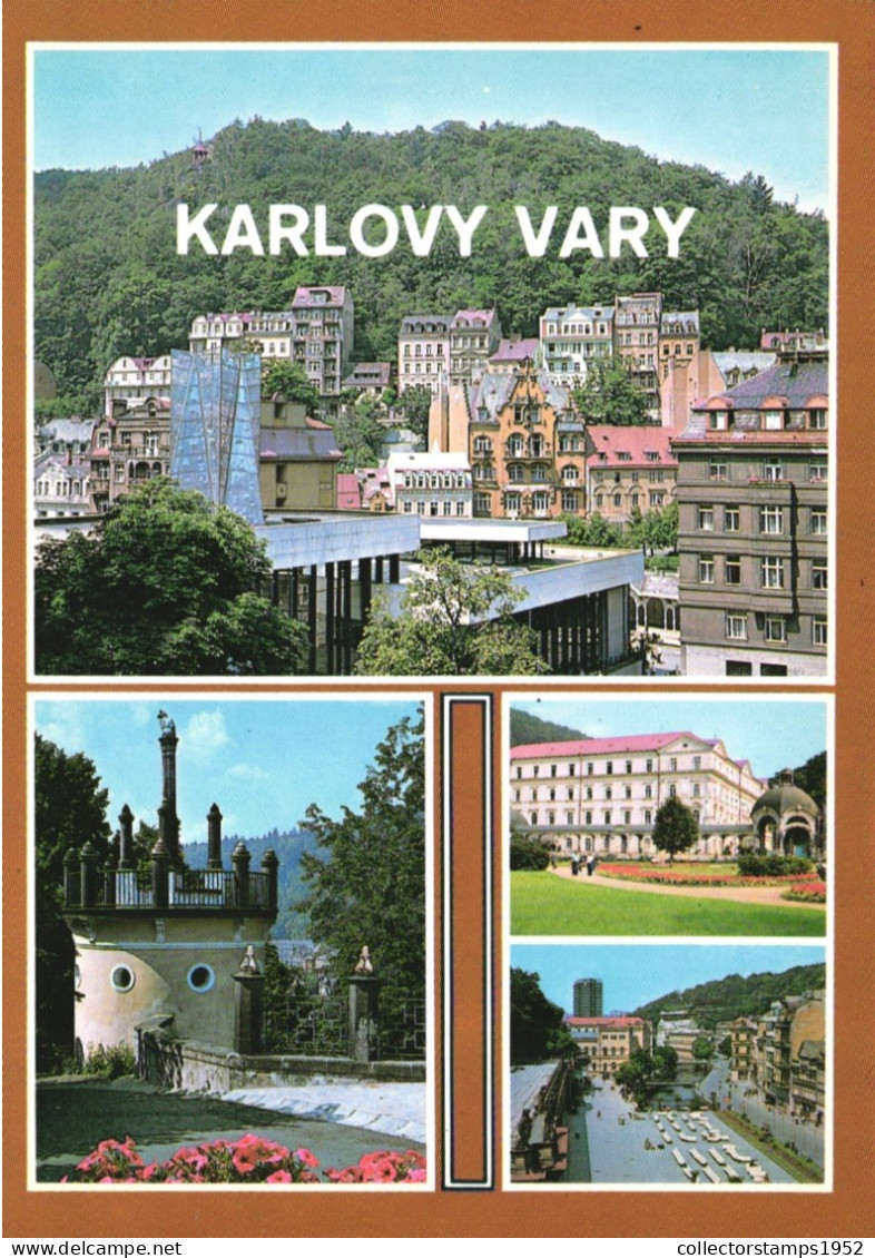 KARLOVY VARY, MULTIPLE VIEWS, ARCHITECTURE, PARK, TOWER, CZECH REPUBLIC, POSTCARD - Tchéquie