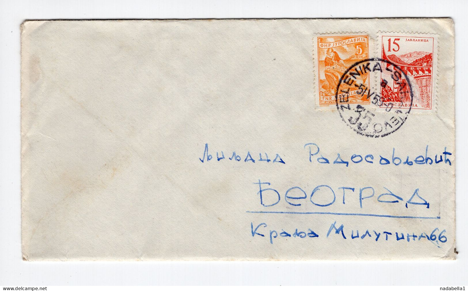 1959. YUGOSLAVIA,MONTENEGRO,HERCEG NOVI,TPO 35 ZELENIKA-SARAJEVO,COVER SENT TO BELGRADE - Lettres & Documents