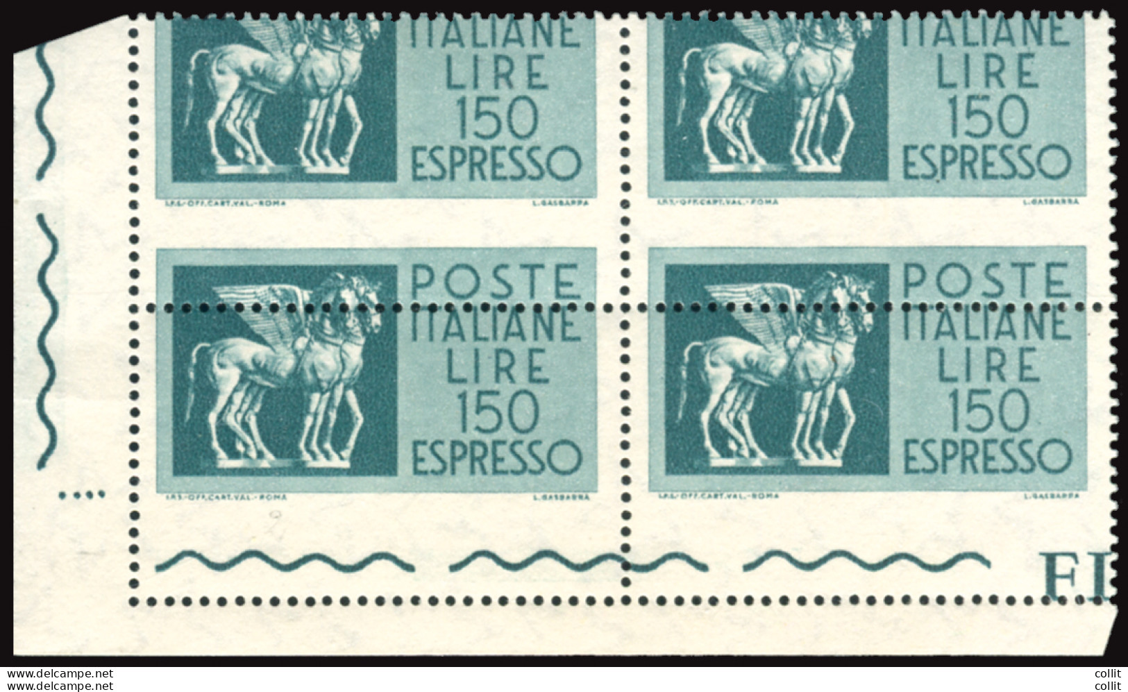 Espresso Lire 150 Cavallo Alato Varietà Dentellatura - Variétés Et Curiosités