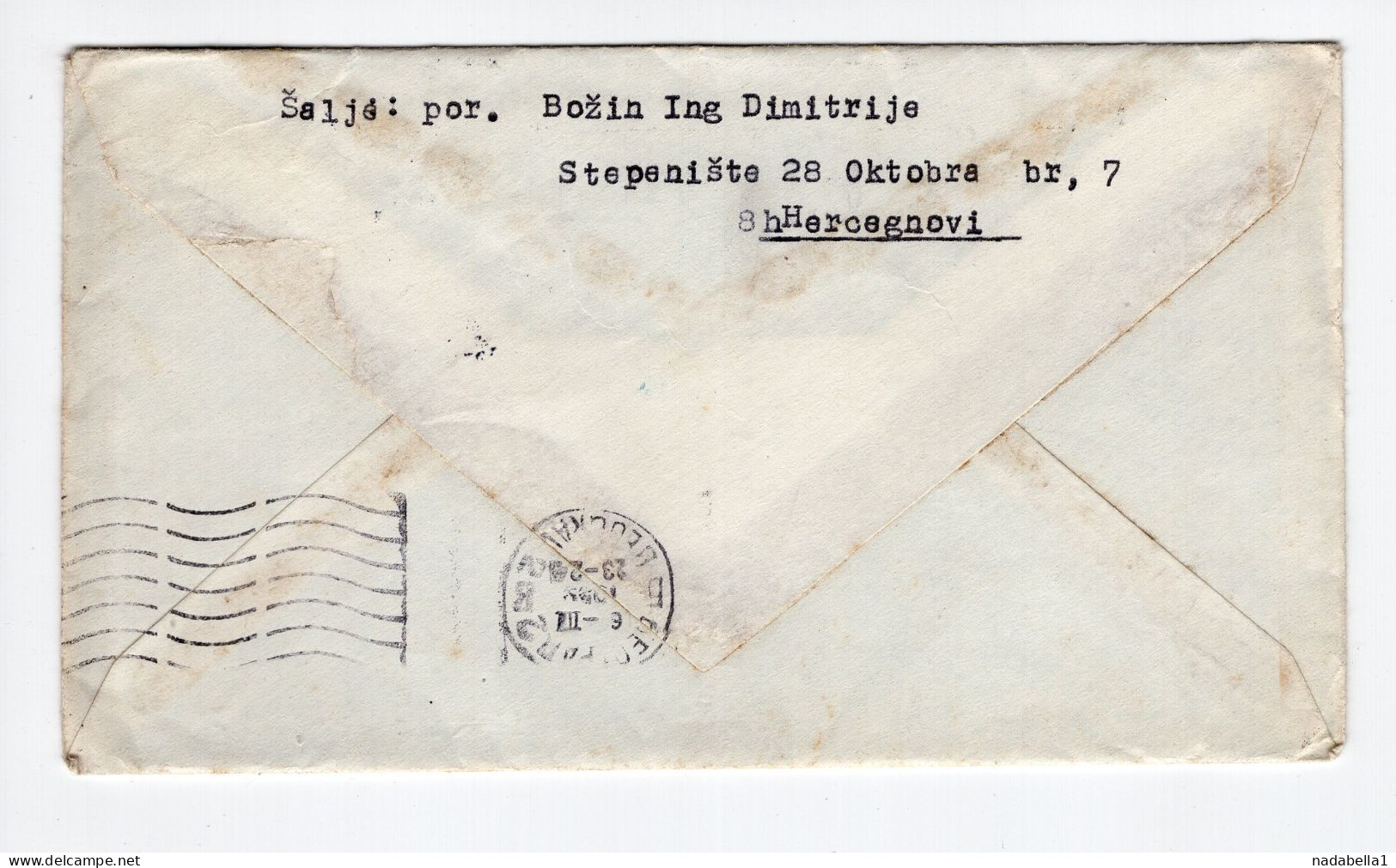 1959. YUGOSLAVIA,MONTENEGRO,HERCEG NOVI,TPO 35 ZELENIKA-SARAJEVO,COVER SENT TO BELGRADE - Covers & Documents